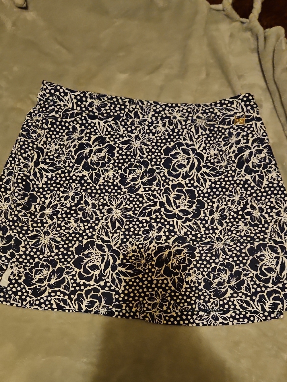 Navy & White Floral A-Line Skort